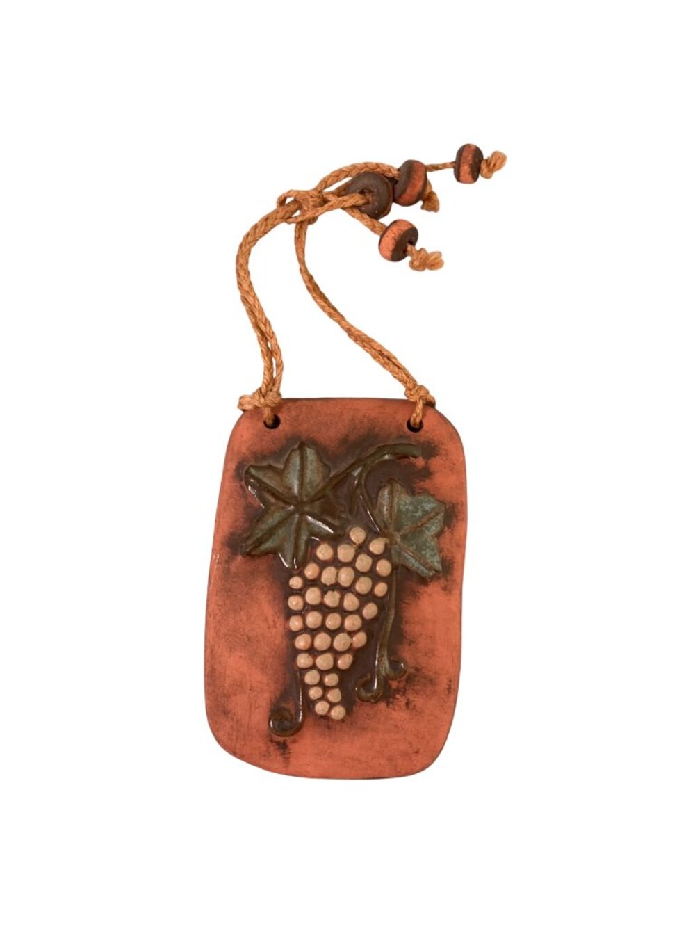 Handmade Clay Wall Plaque With Grapes And Leaves Design